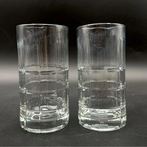 Anchor Hocking Manchester 'Tartan' Water/Iced Tea Flat Bottom Glasses - Set of 2